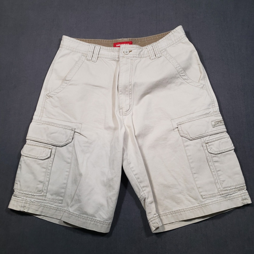 Unionbay Cargo Shorts Mens 34 Beige Cotton Utility Multi-Pocket Casual